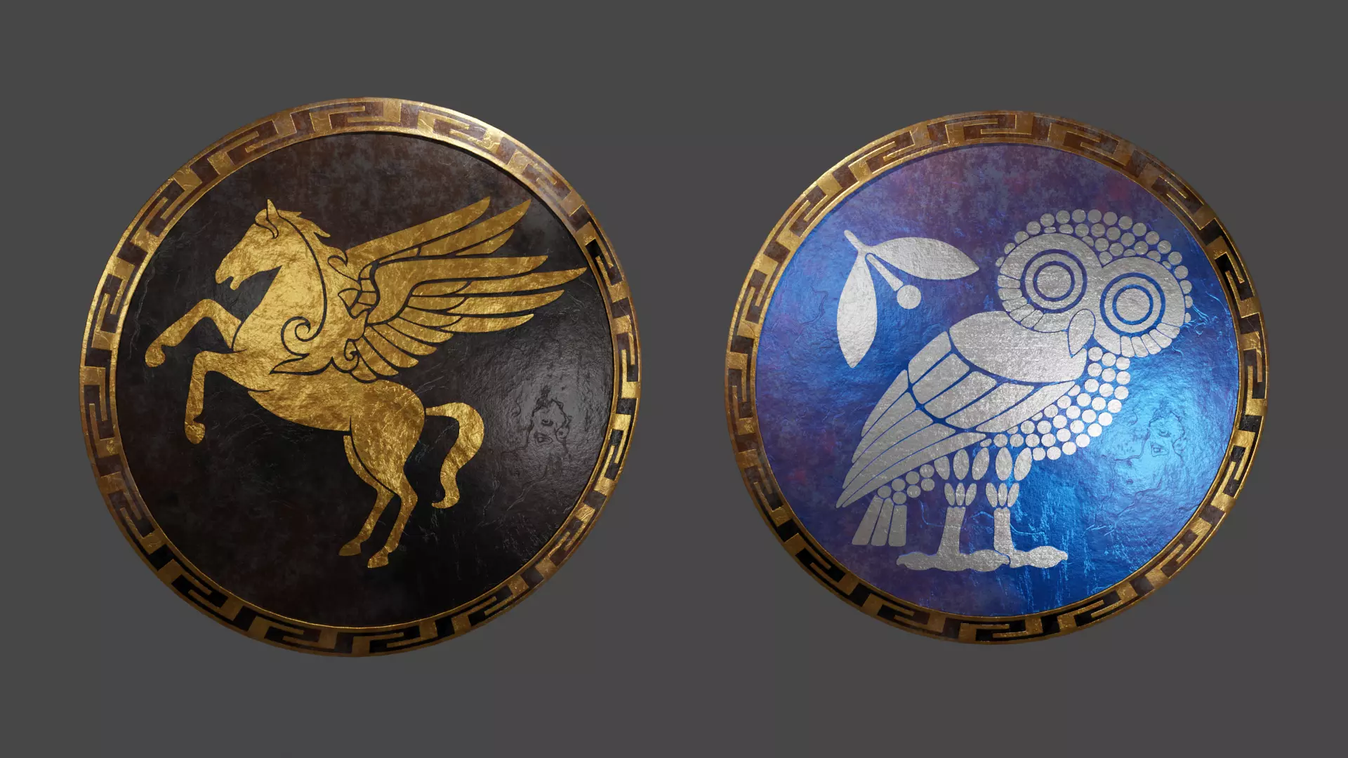 Ancient Greek City State Shields 3D Model Collection_0