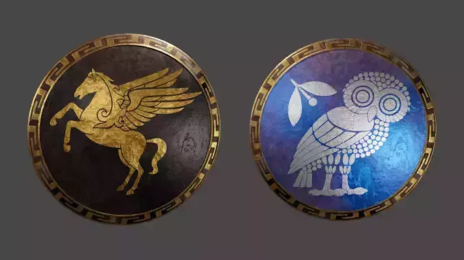 Ancient Greek City State Shields 3D Model Collection