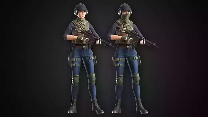 Girl Spec Ops Soldier Low-poly 3D model