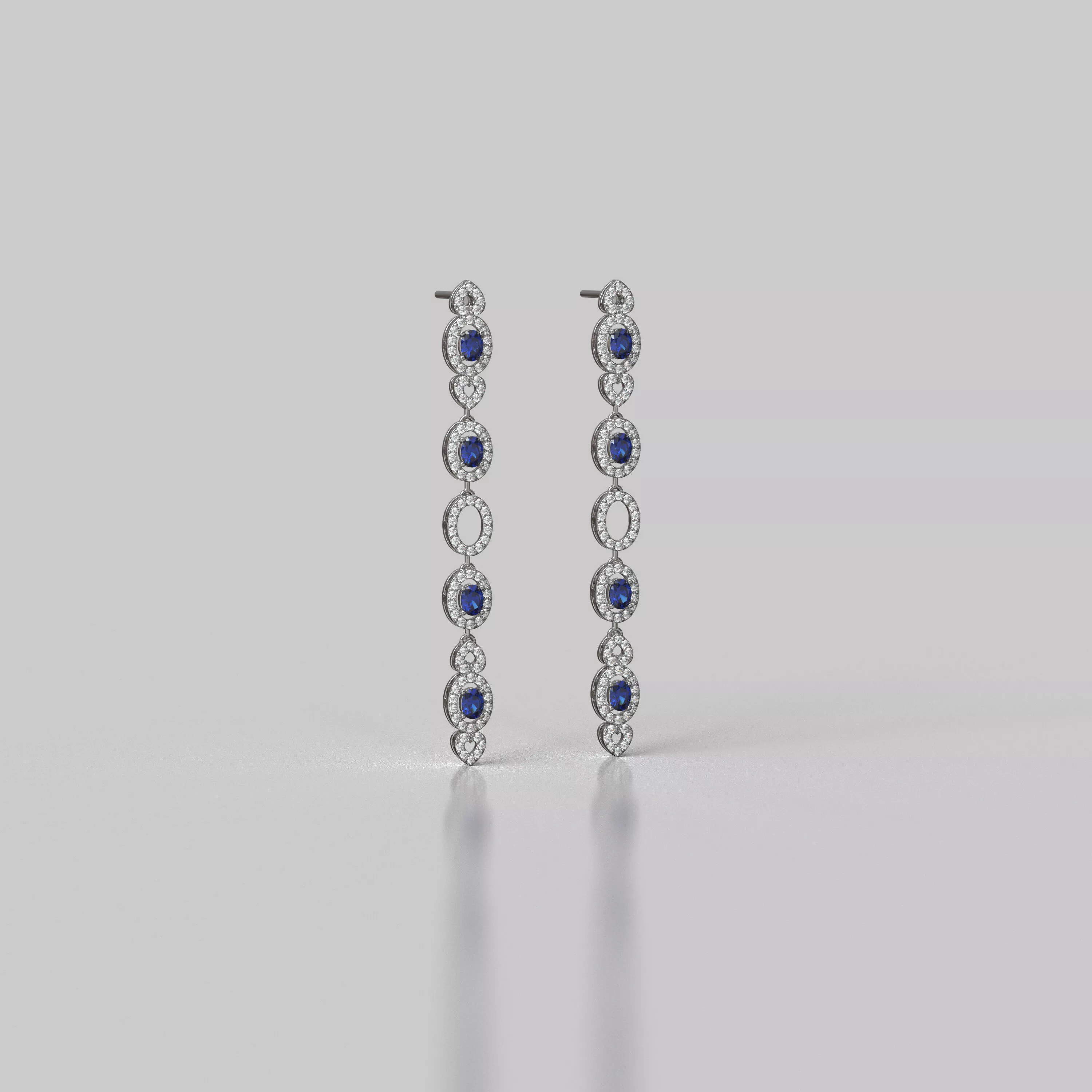 Dangle Earrings with precious ruby and brilliant gem stone Free 3D print model