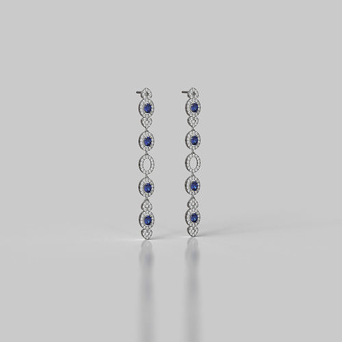 Dangle Earrings with precious ruby and brilliant gem stone  Free 3D print model