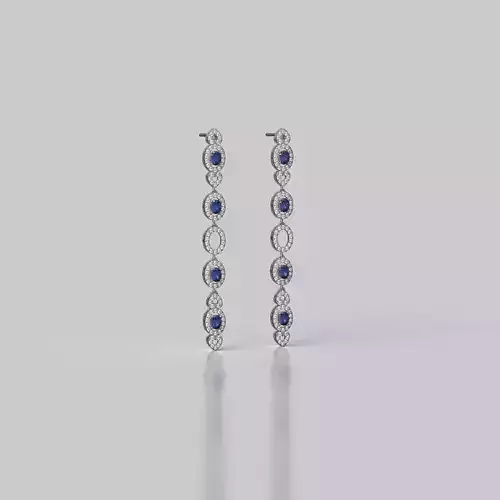 Dangle Earrings with precious ruby and brilliant gem stone Free 3D print model