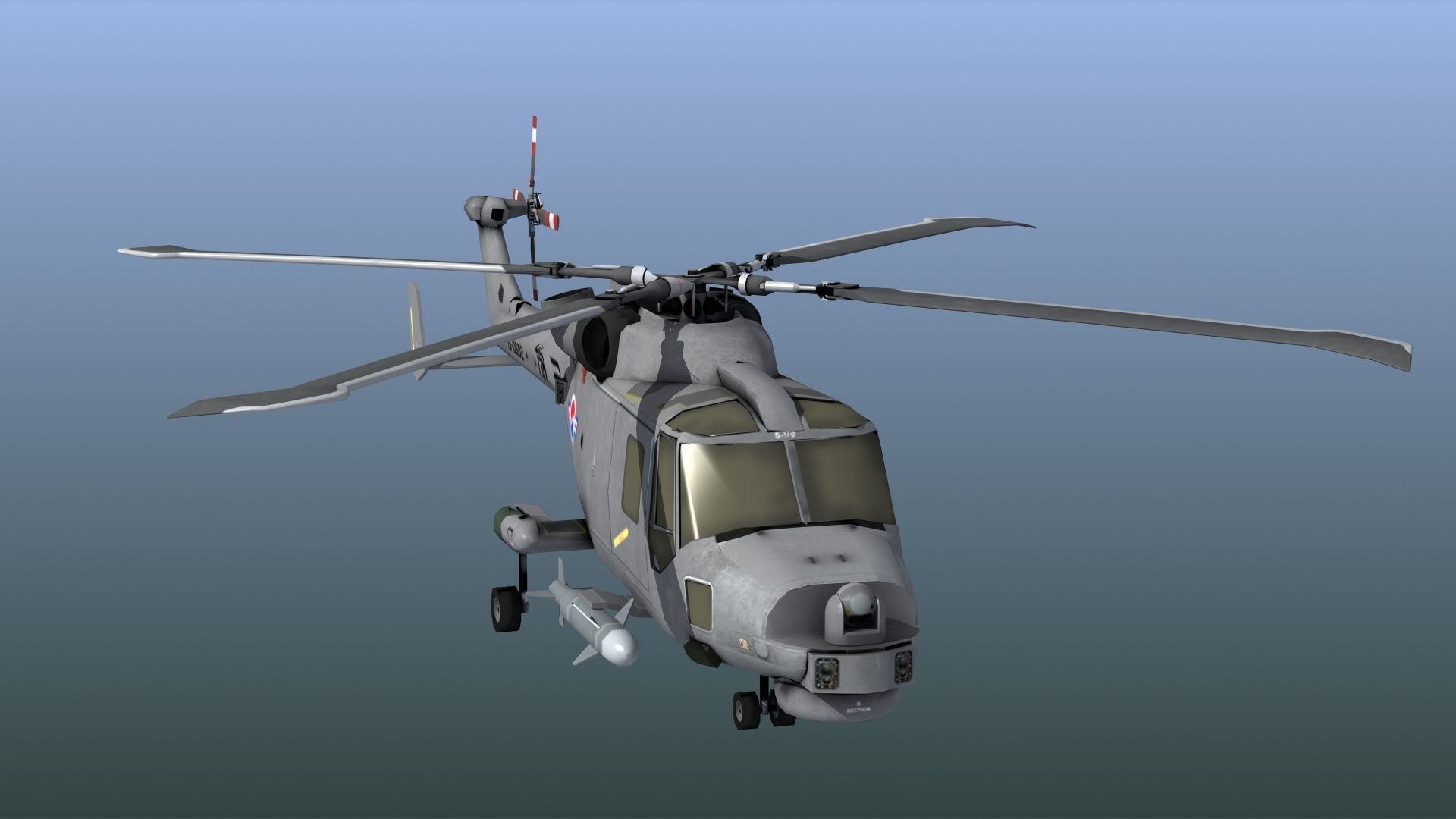 Wildcat Helicopter ROKN LD1 Low-poly 3D model_14