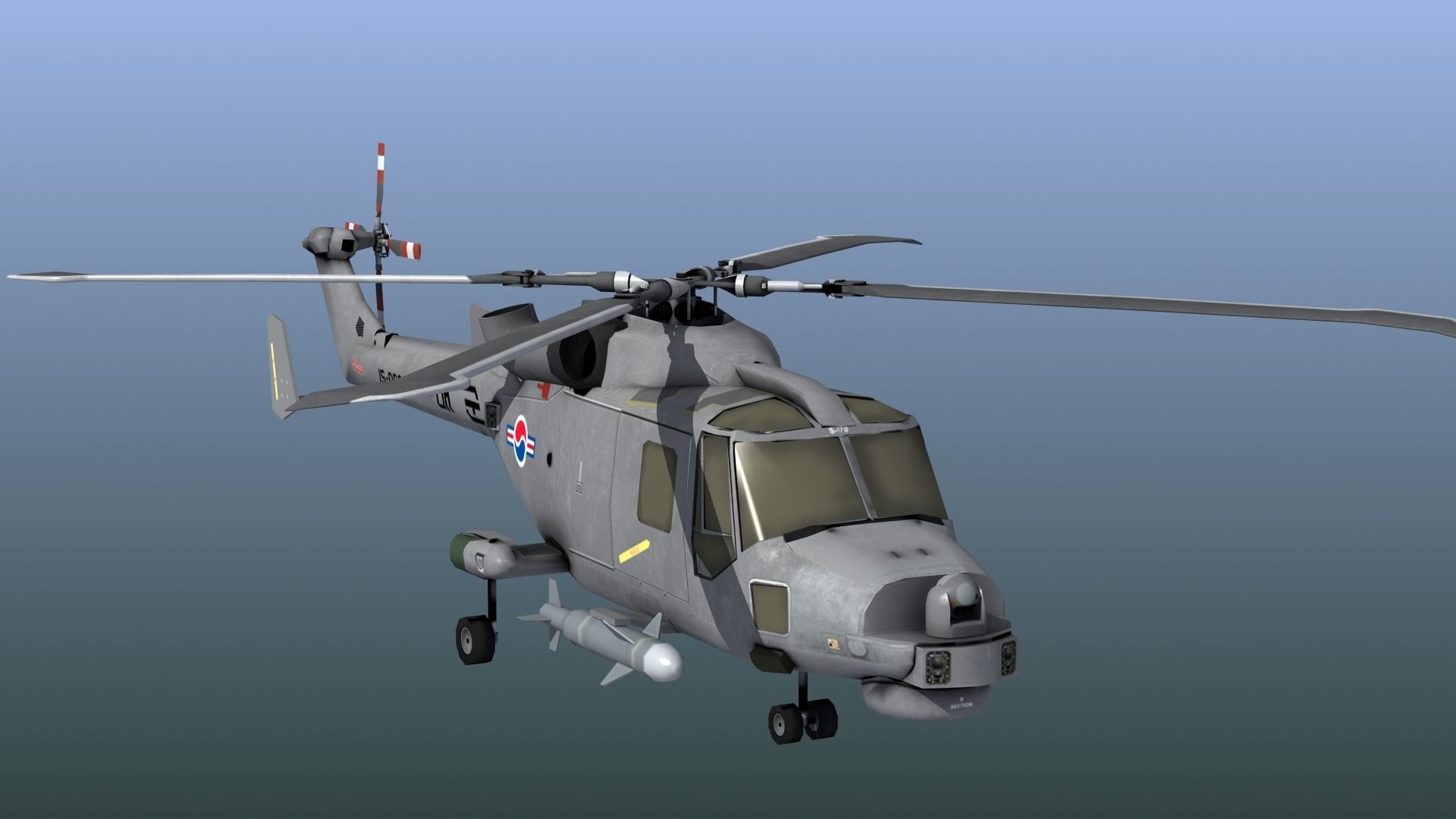 Wildcat Helicopter ROKN LD1 Low-poly 3D model_12