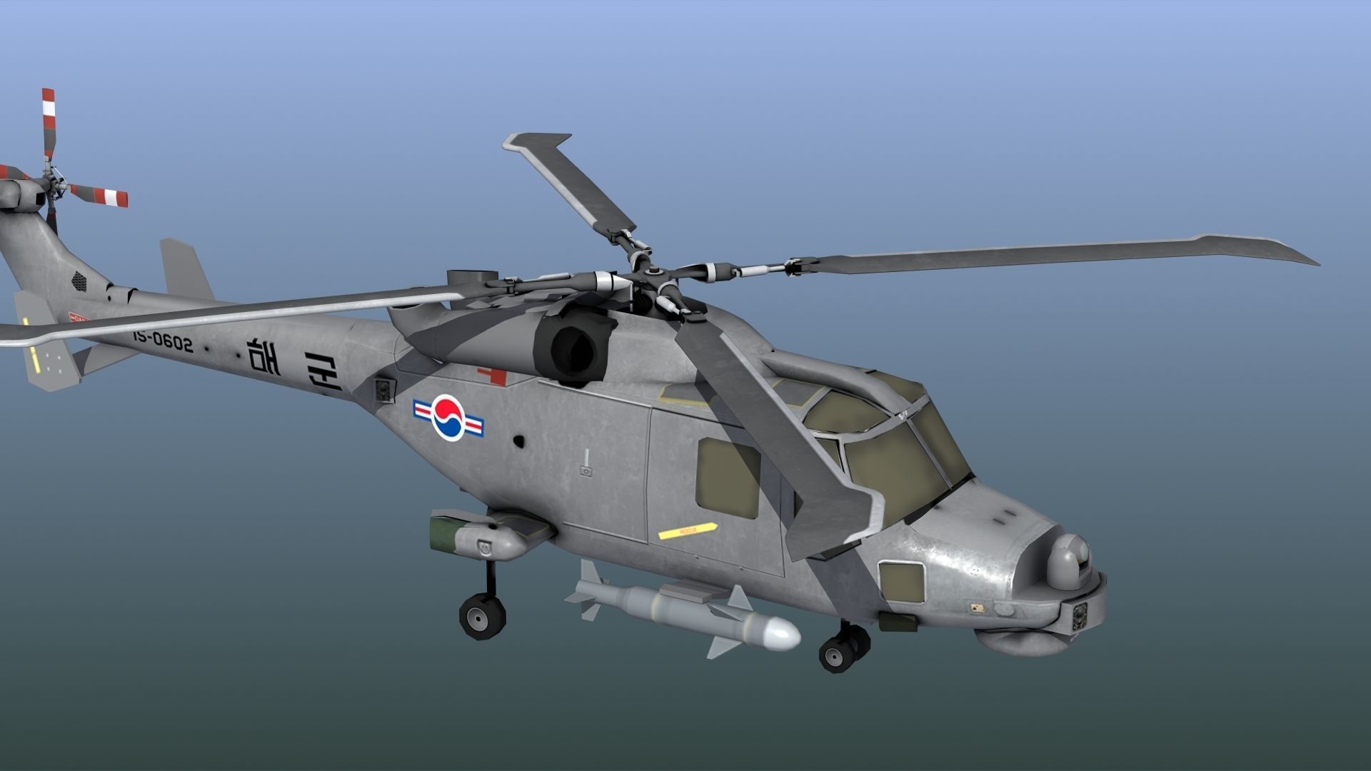 Wildcat Helicopter ROKN LD1 Low-poly 3D model_11