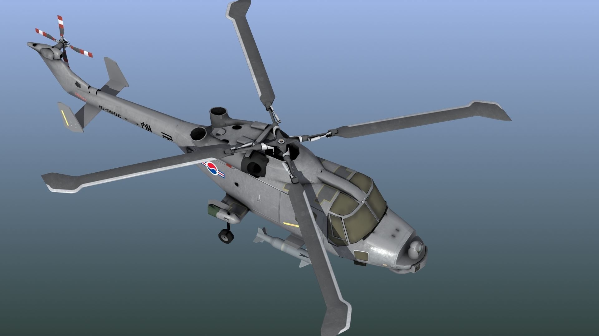 Wildcat Helicopter ROKN LD1 Low-poly 3D model_7