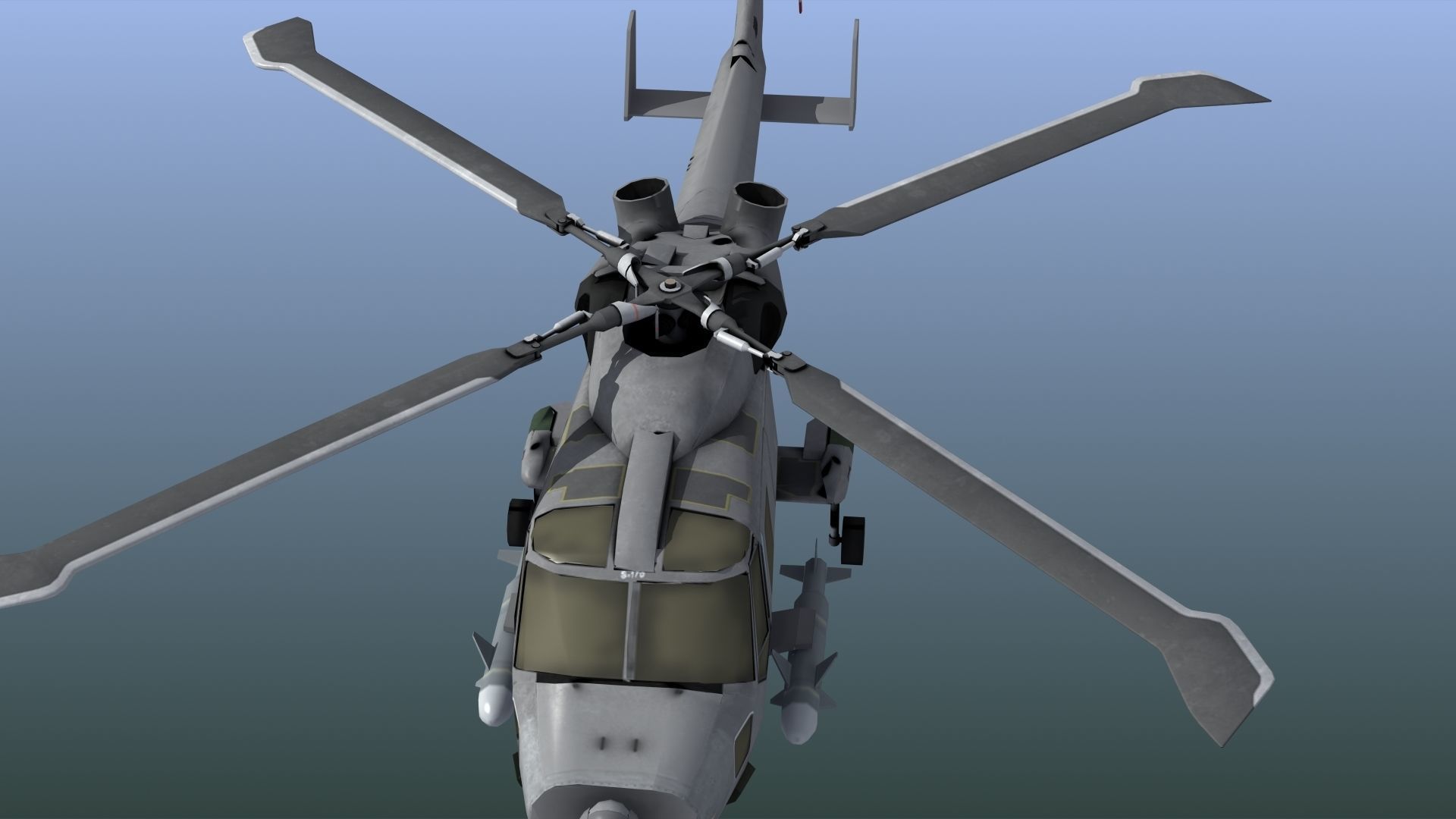 Wildcat Helicopter ROKN LD1 Low-poly 3D model_9