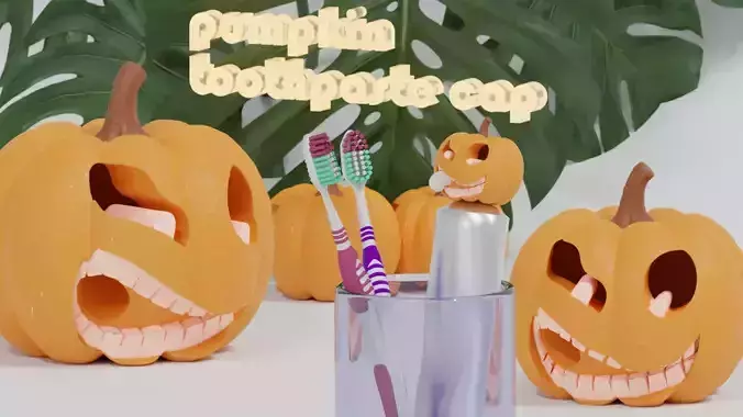 Pumpkin toothpaste cap 3D print model