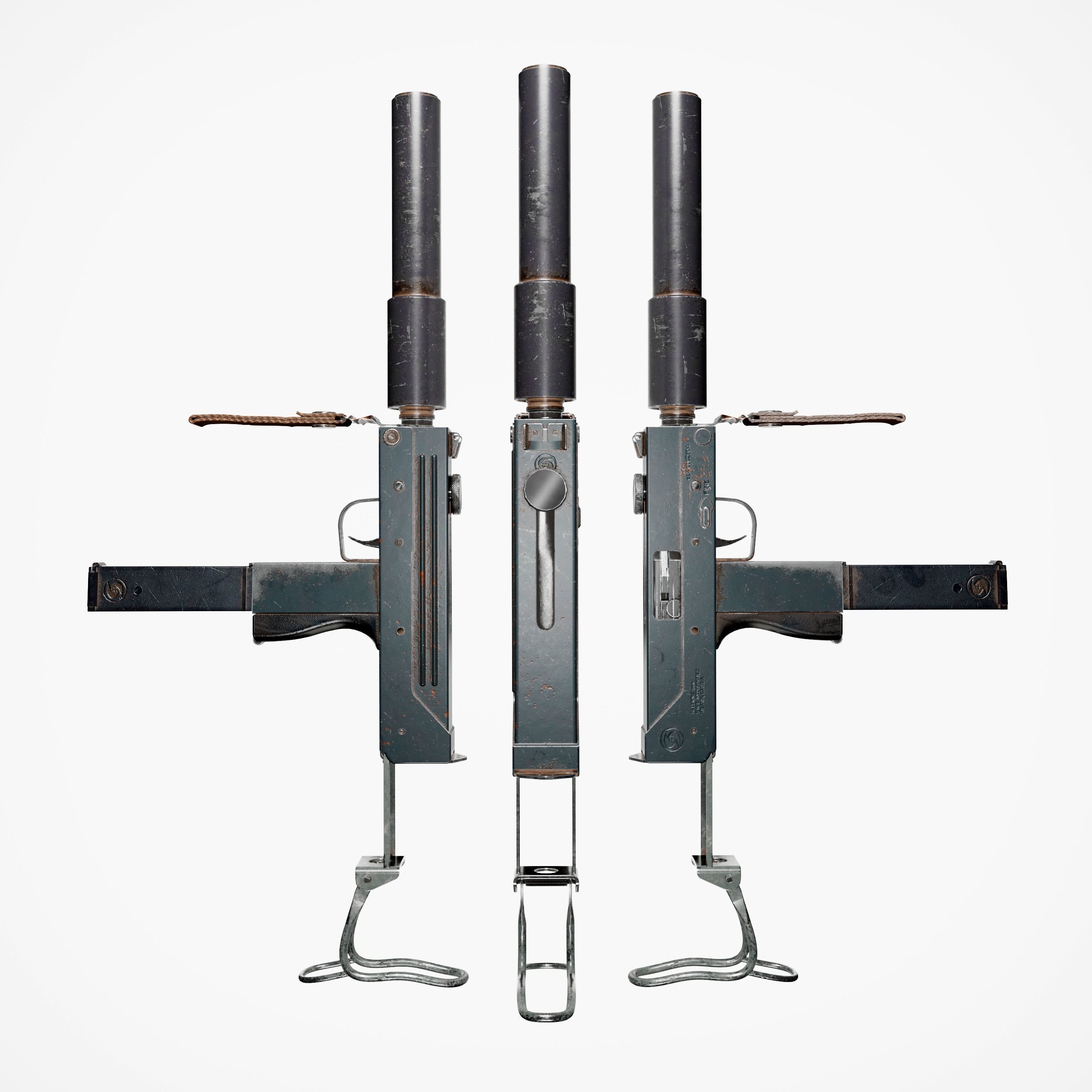 3D model Ingram MAC-11 with plastic magazine and supressor VR / AR