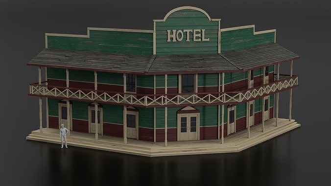 West Wild Hotel Low-poly 3D model