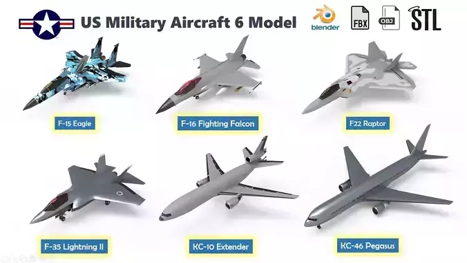 US Military Aircraft 6 list 3d model Part III 3D model
