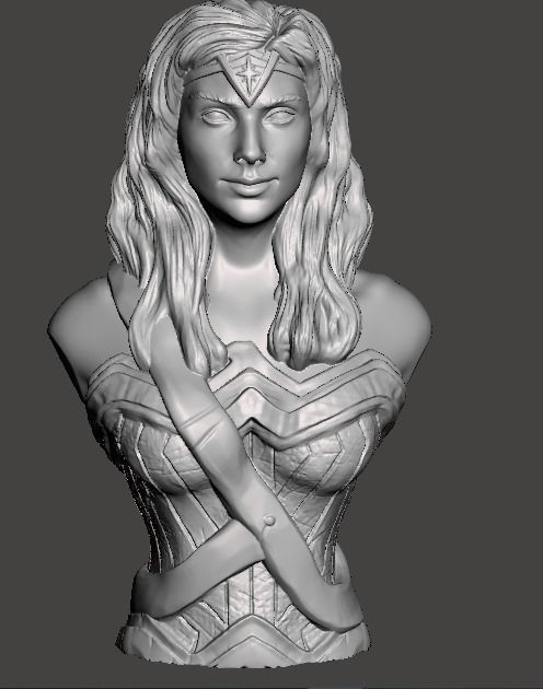 wonder woman bust with base 3d printable 3D print model_1