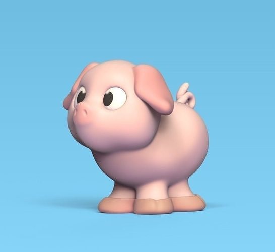 Cartoon Standing Pig 3D print model