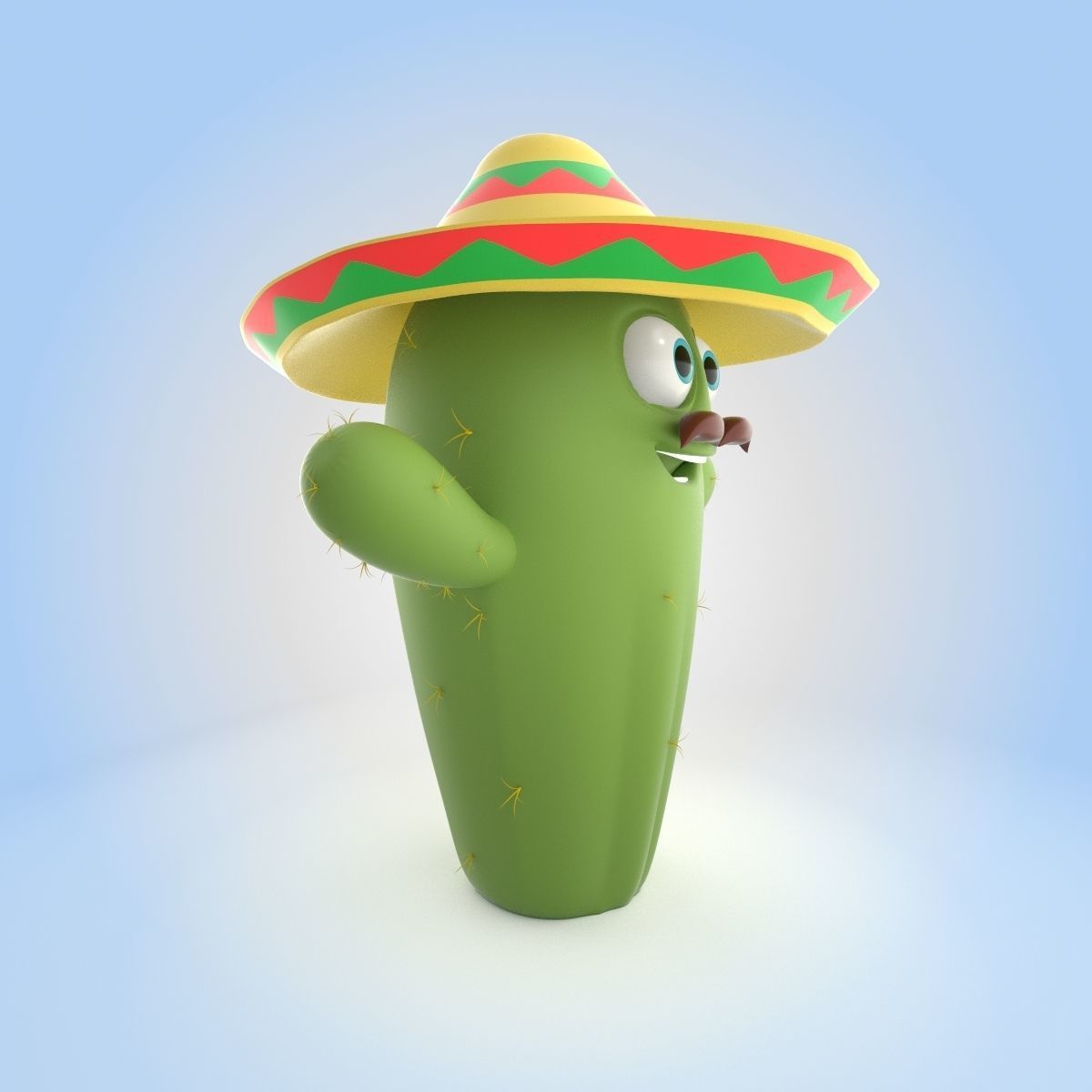 Cactus With Hat 3D model_1