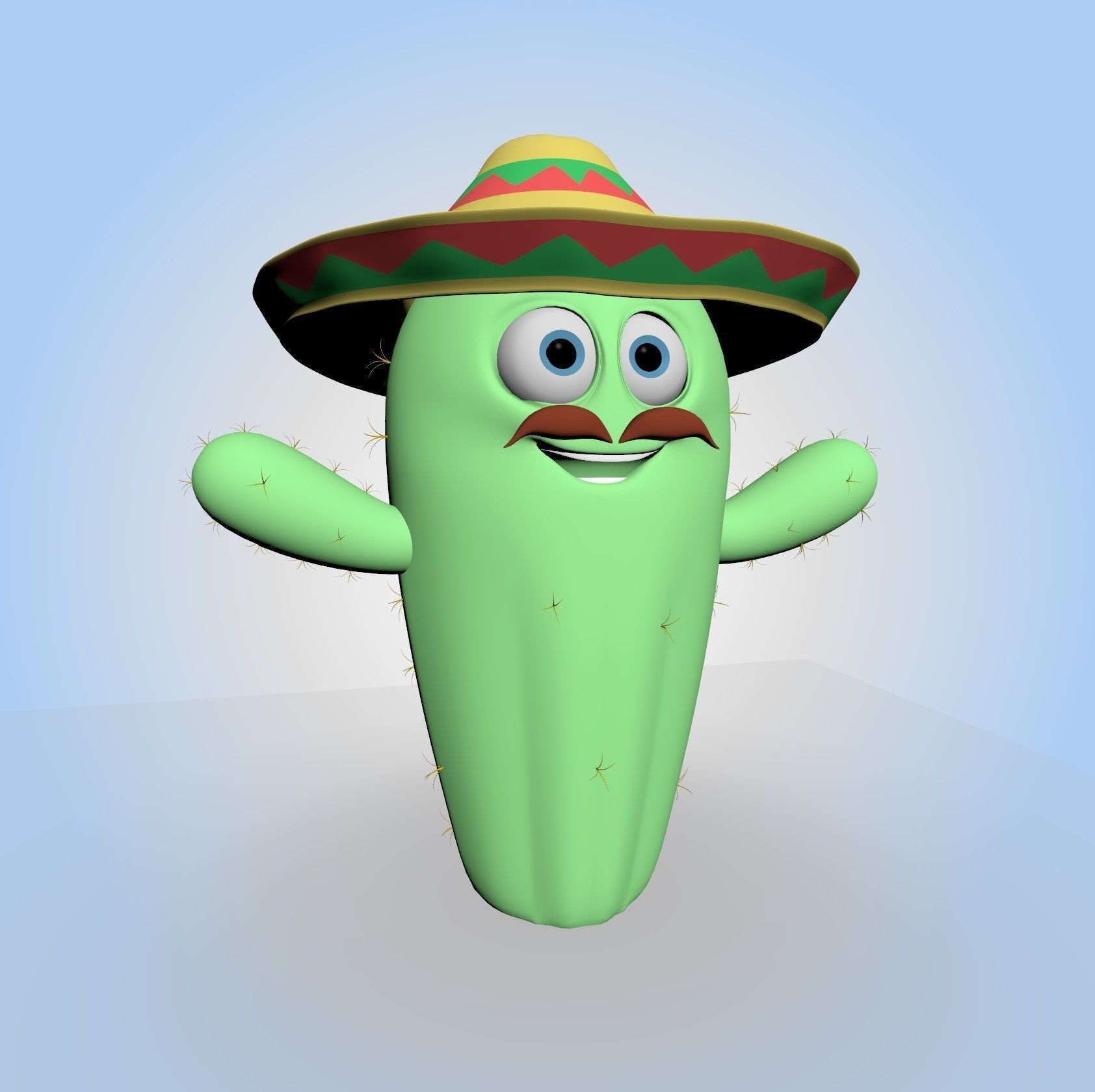 Cactus With Hat 3D model_6