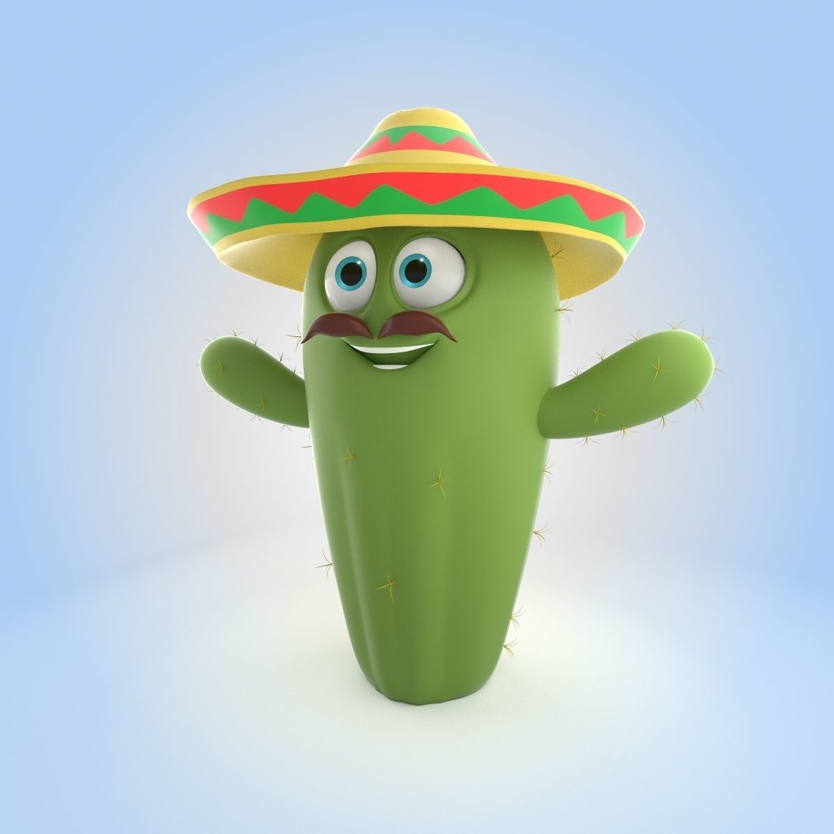 Cactus With Hat 3D model_3