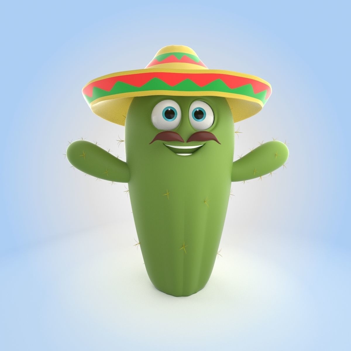 Cactus With Hat 3D model_4