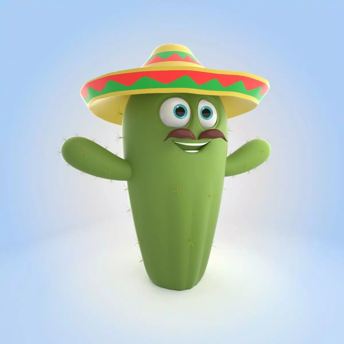 Cactus With Hat 3D model_0