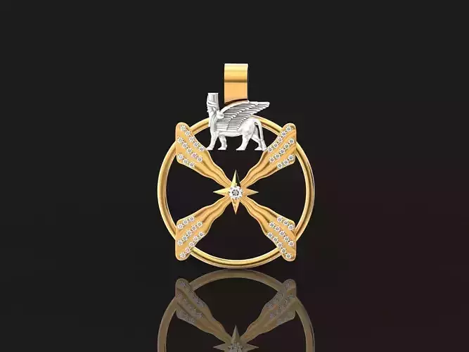pendant Assyria Human headed winged bull Man  903 3D print model