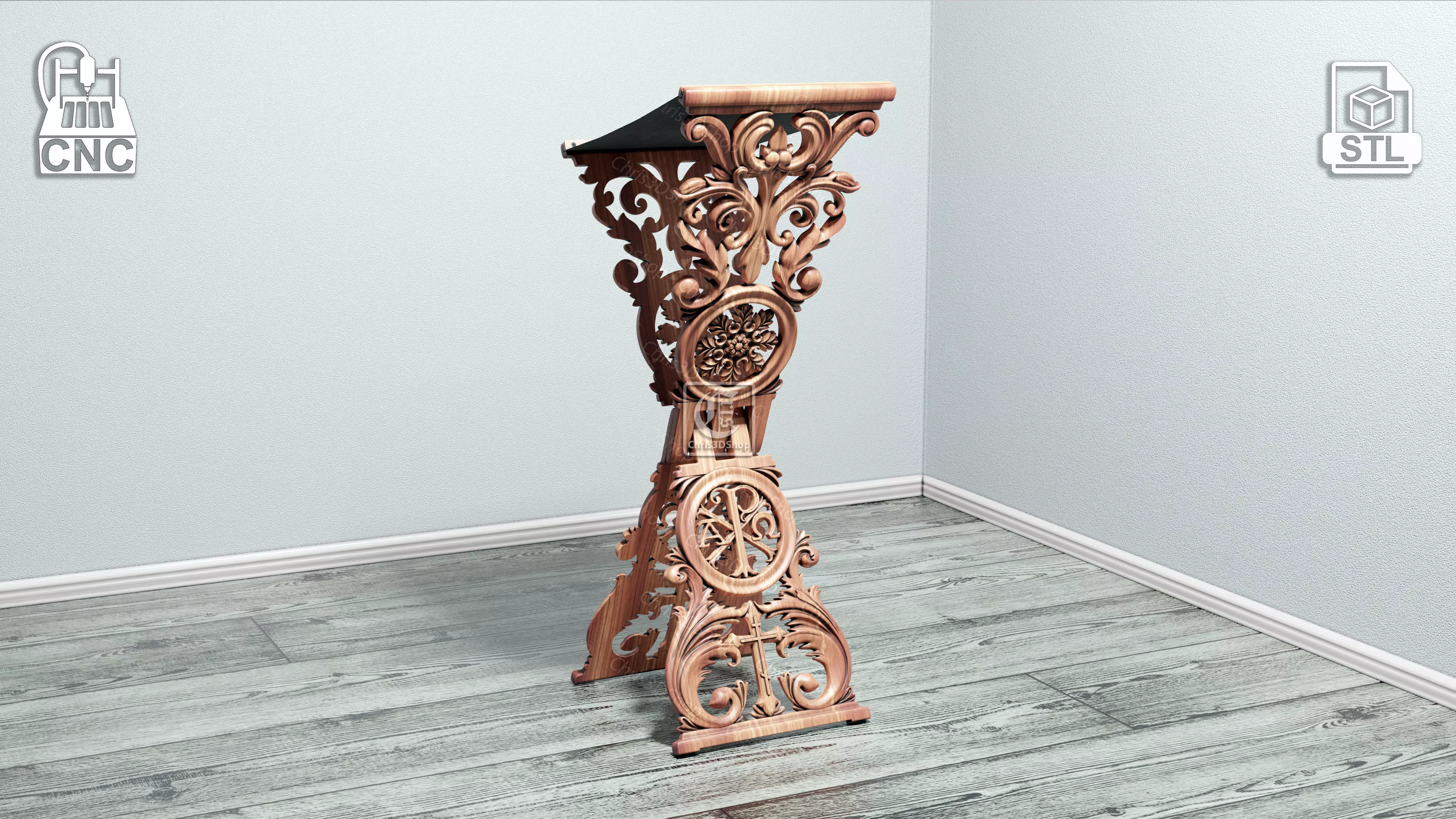 Portable Foldable Analogion Lectern V2 - Digital files for CNC 3D model_0