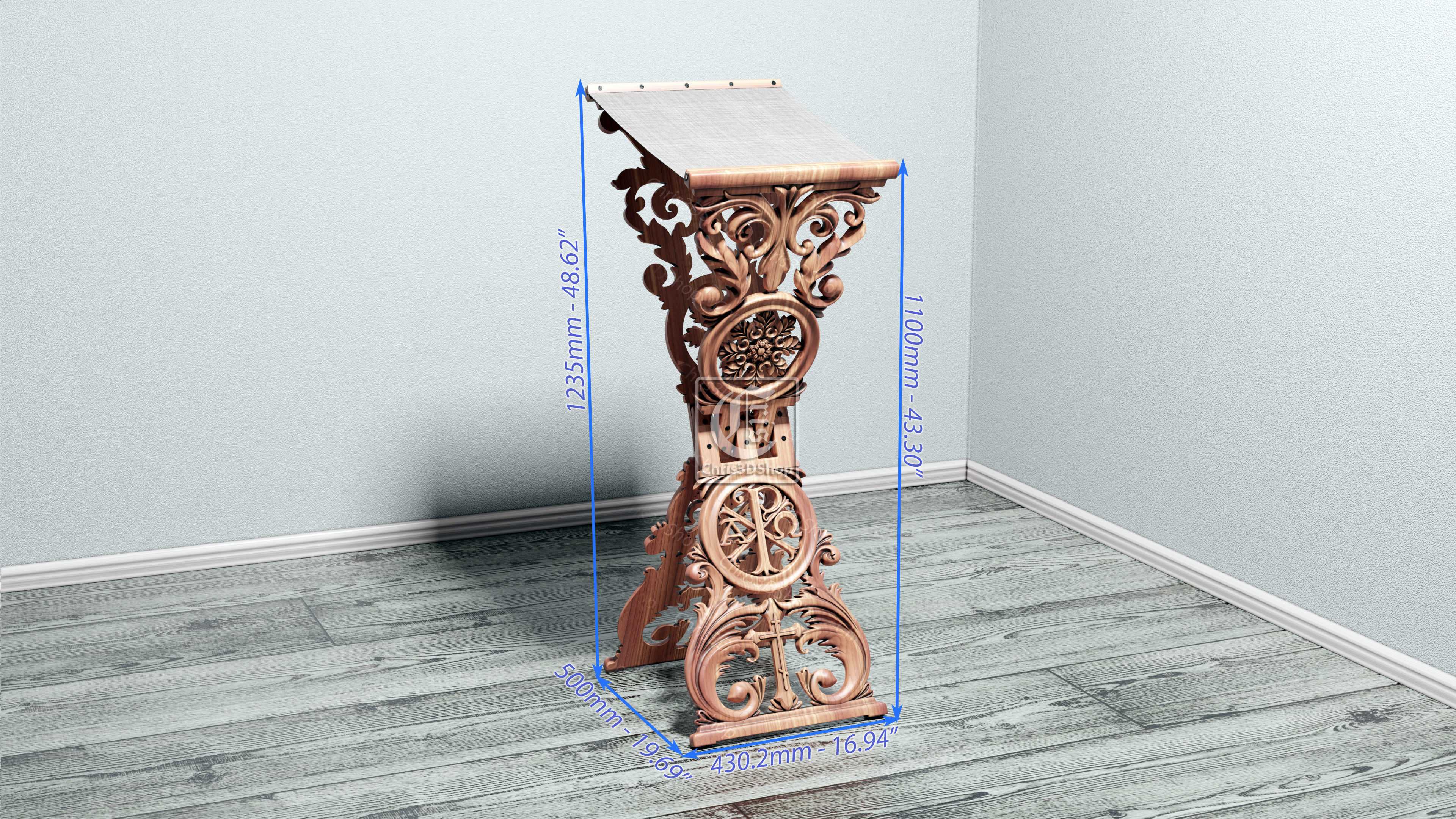 Portable Foldable Analogion Lectern V2 - Digital files for CNC 3D model_1