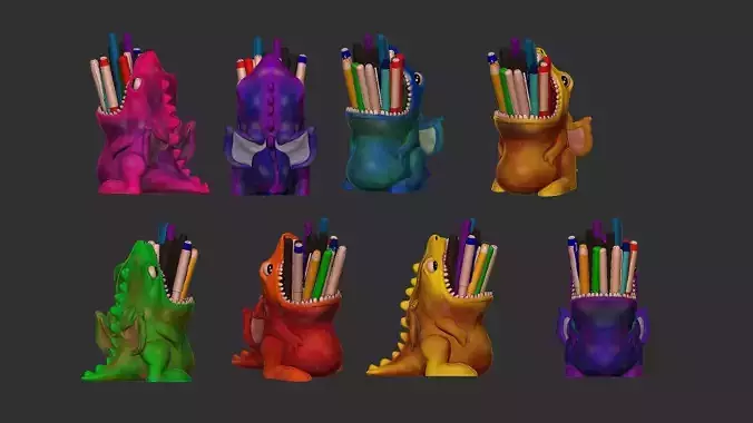 Dinosaur Pen Case Holder for 3D Print