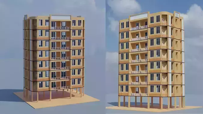 Residential Building Free low-poly 3D model