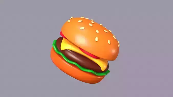 Burger Cartoon Low-poly 3D model