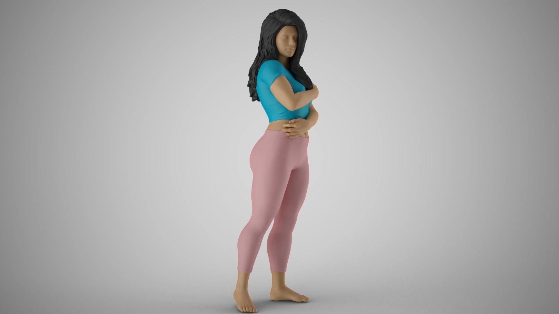 Girl Hugging herself from Loneliness 3D print model_4