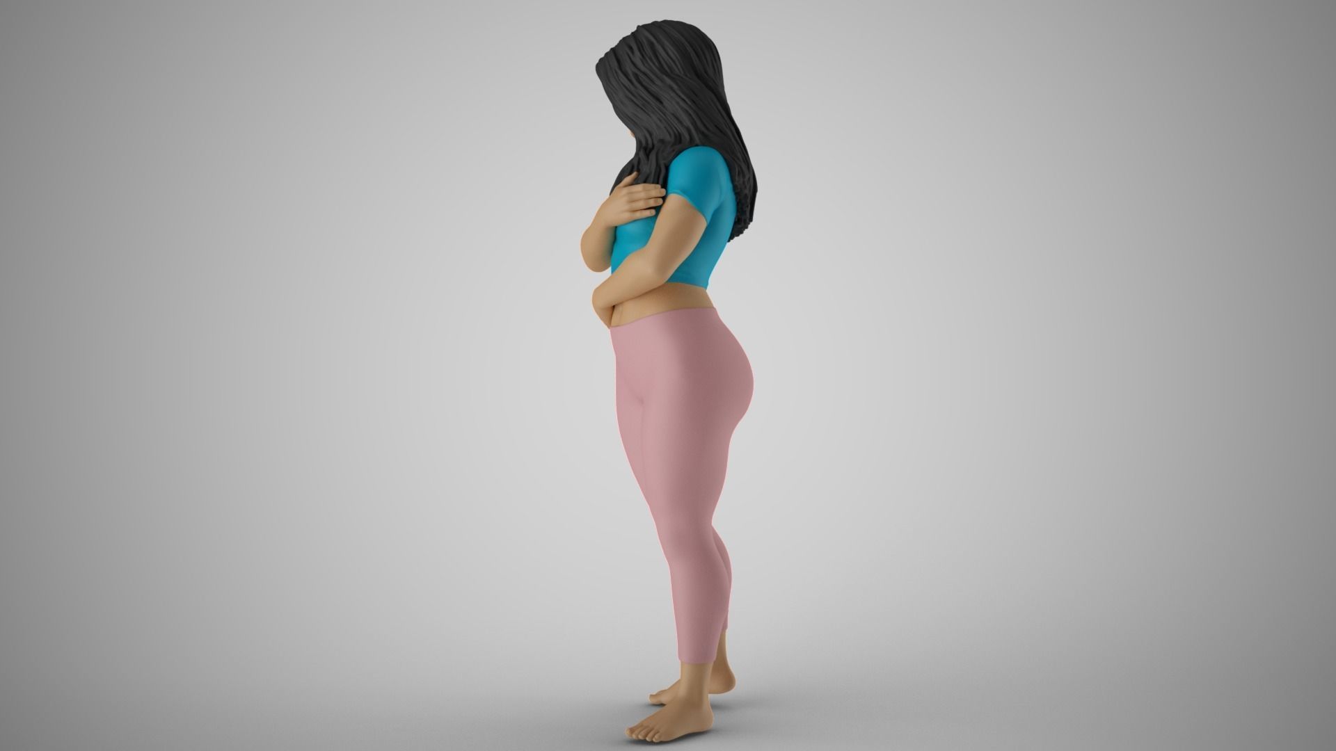 Girl Hugging herself from Loneliness 3D print model_9