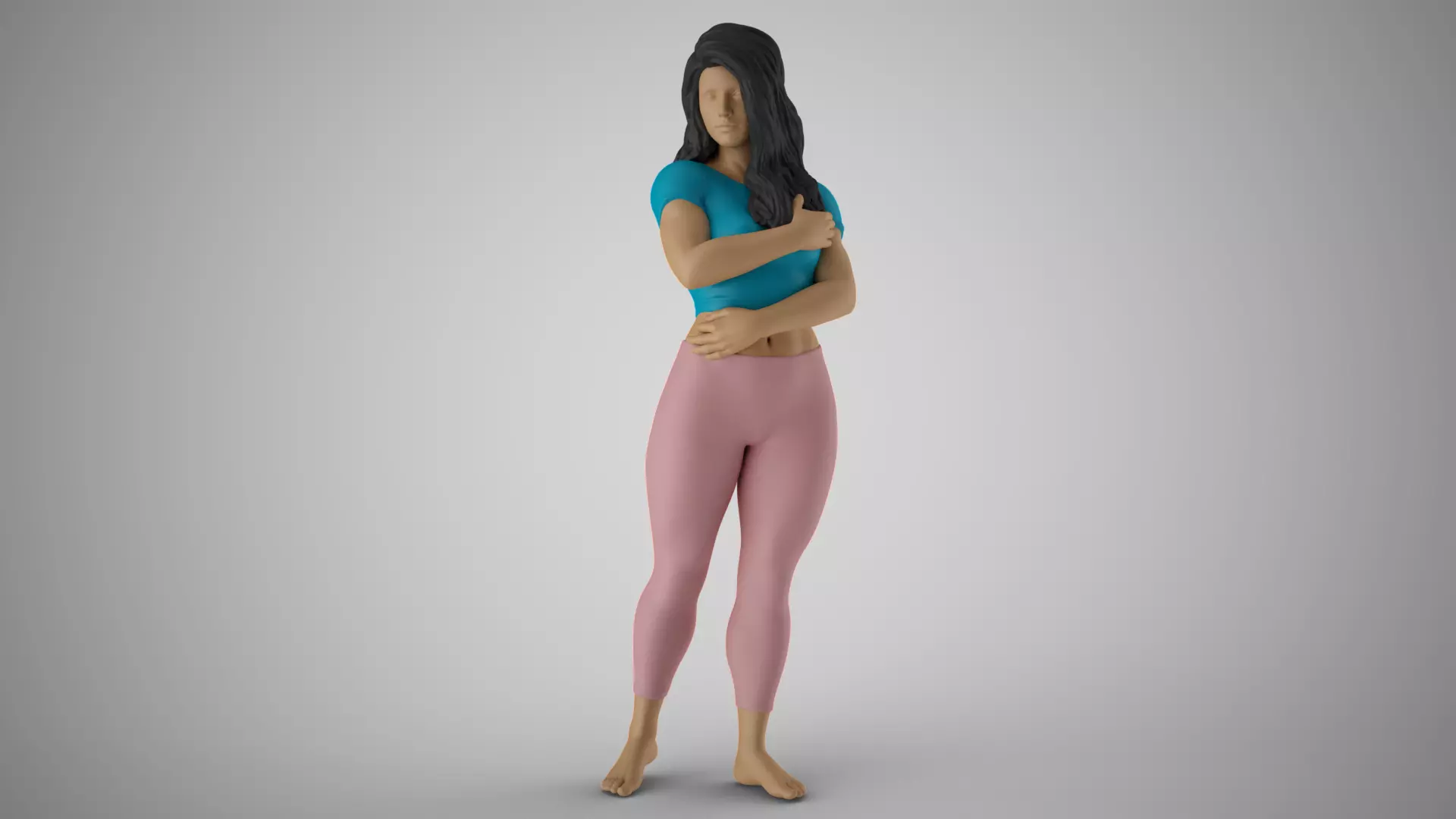 Girl Hugging herself from Loneliness 3D print model_0