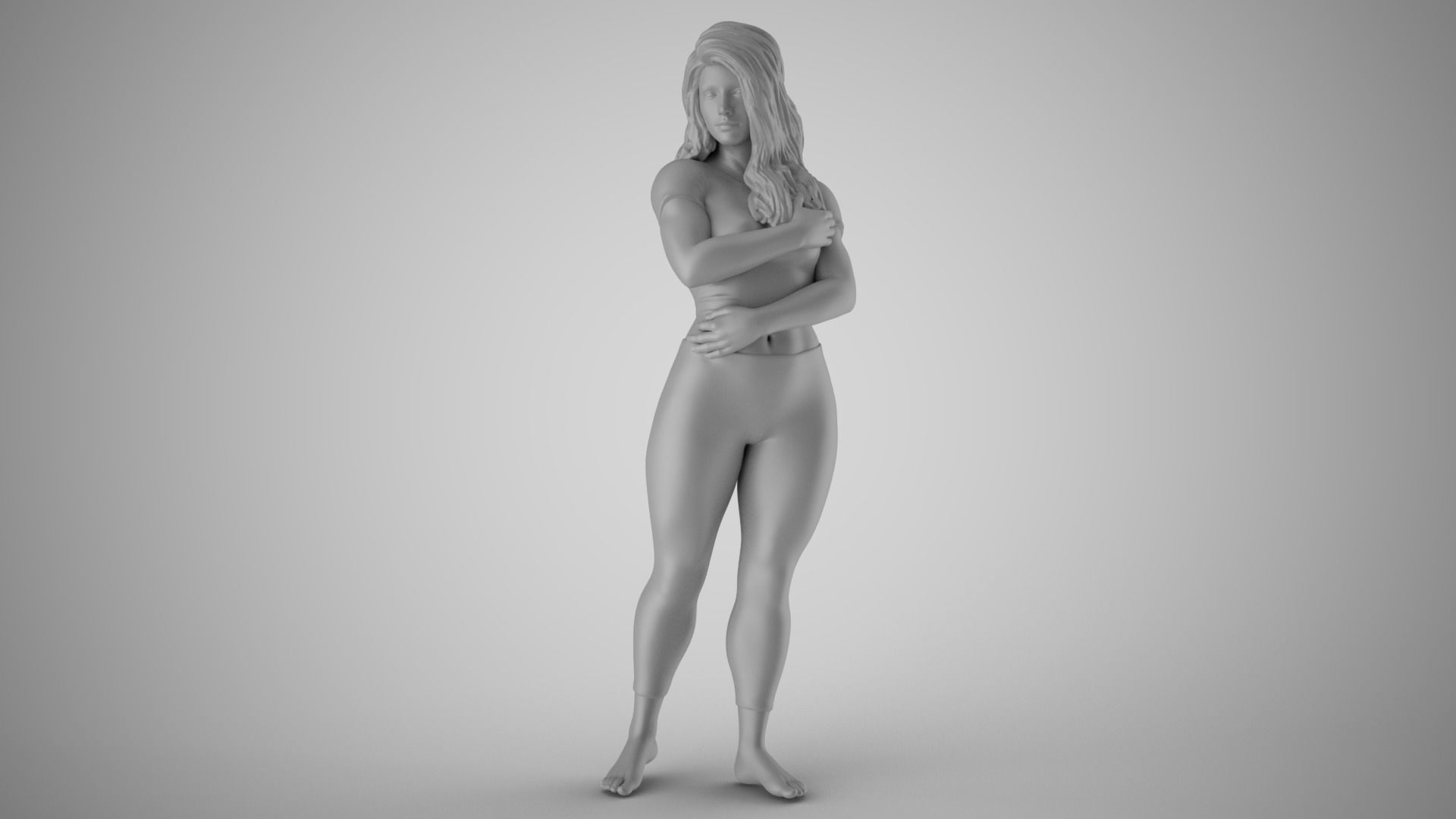 Girl Hugging herself from Loneliness 3D print model_2