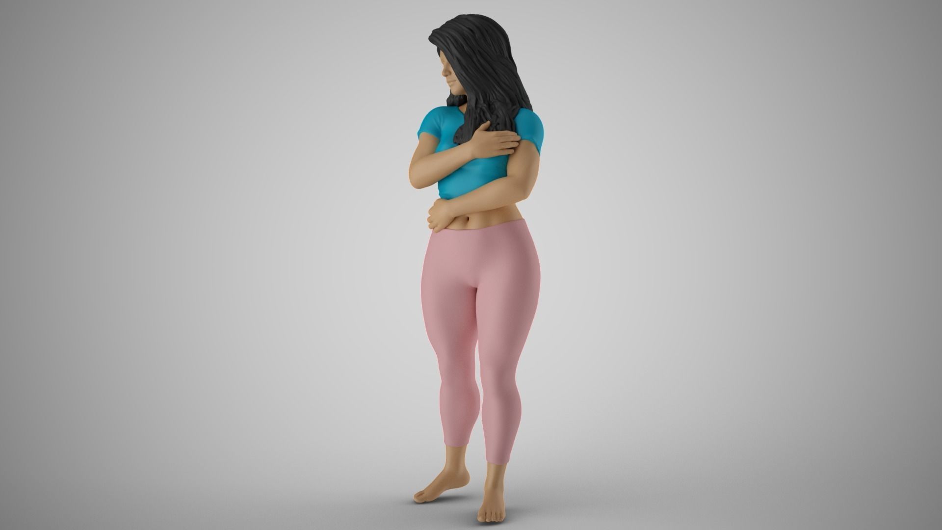 Girl Hugging herself from Loneliness 3D print model_10