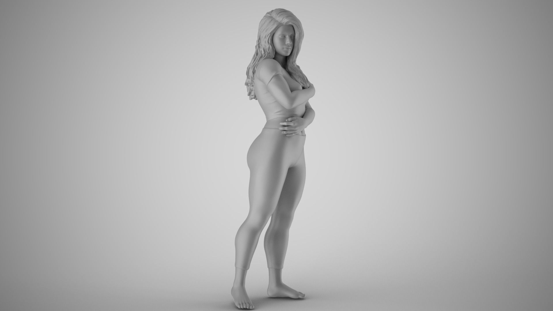 Girl Hugging herself from Loneliness 3D print model_3