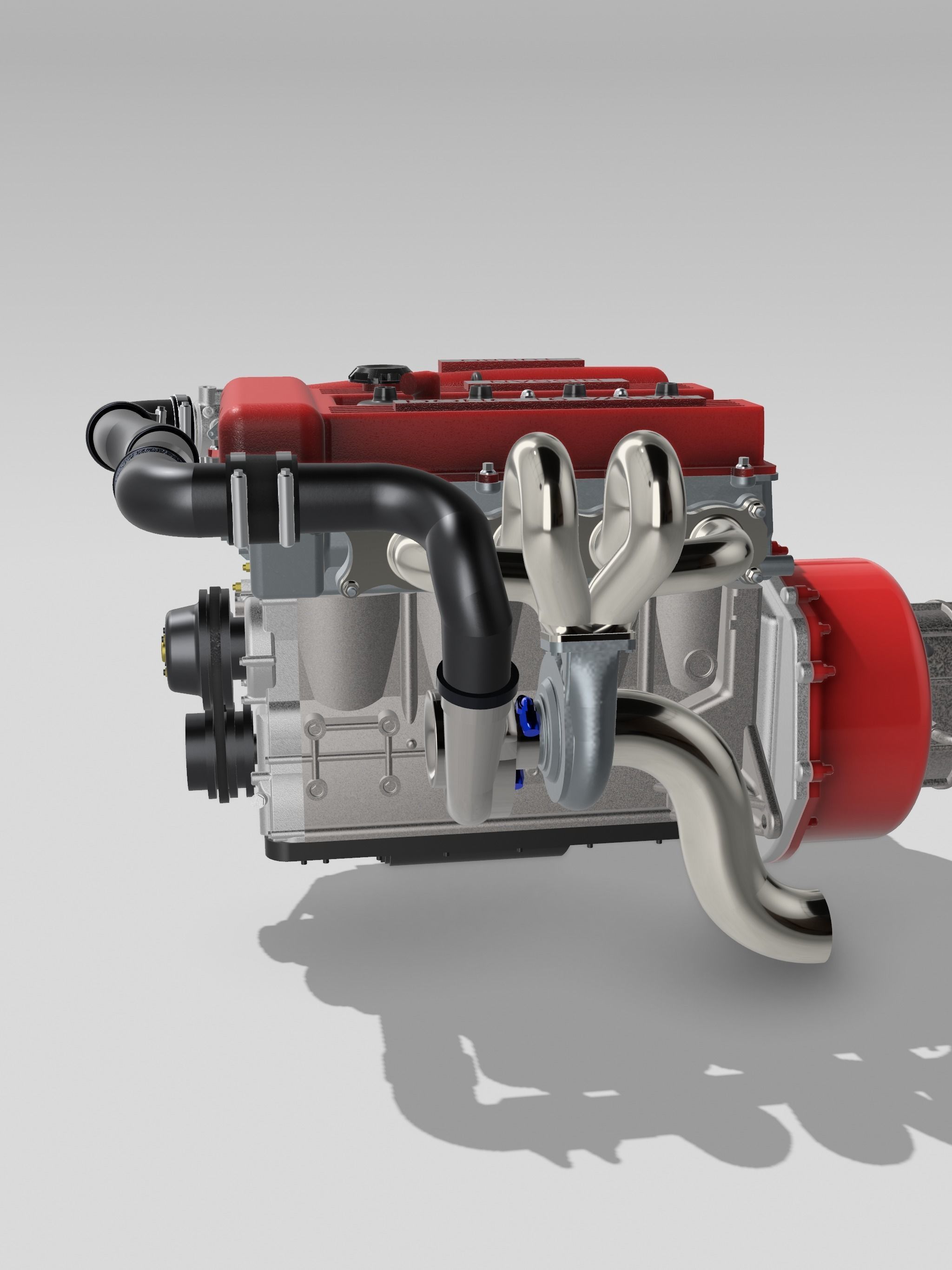 FJ20 FJ24 Turbo engine complete with gearbox N accessories 3D print model_12