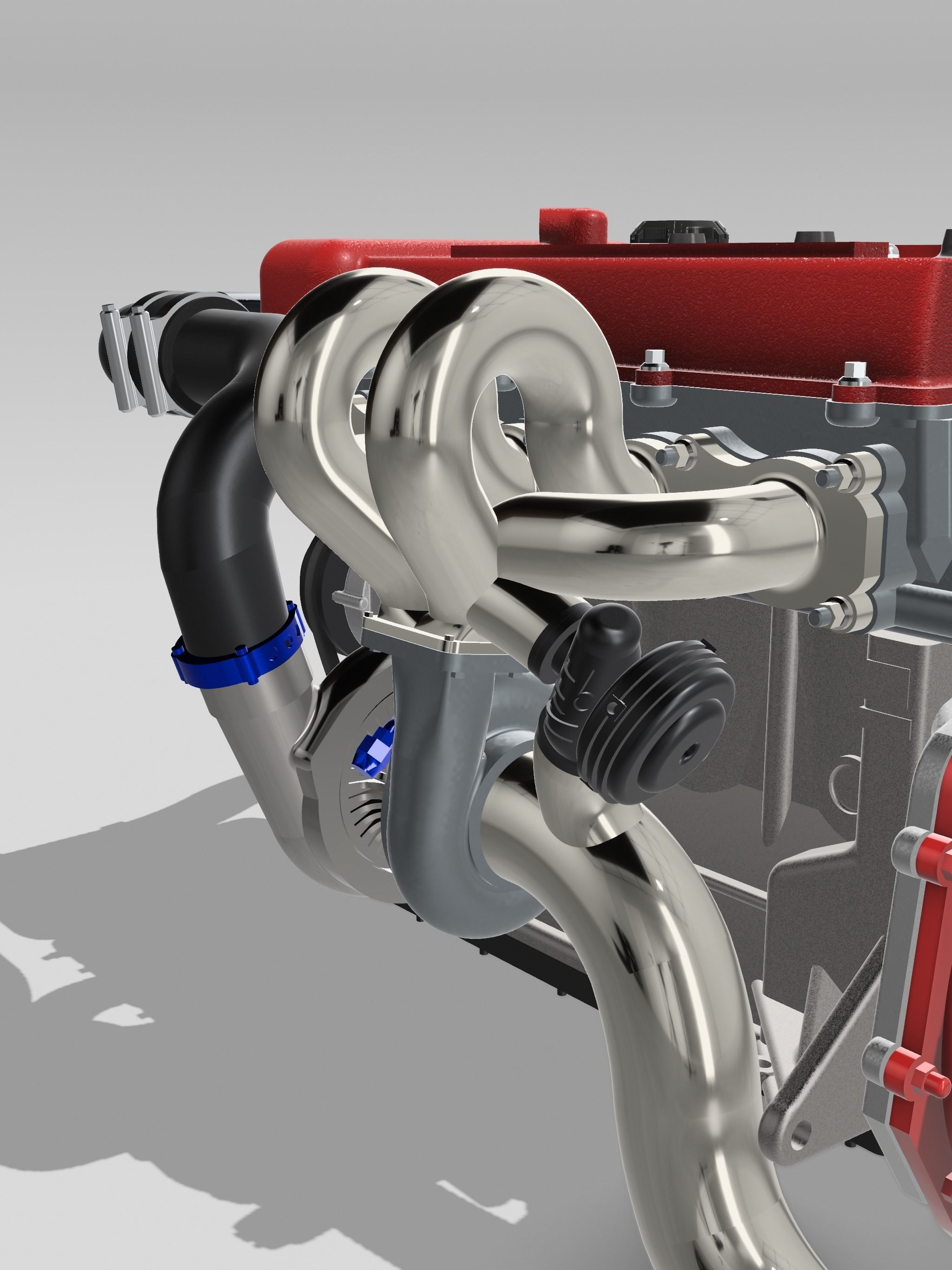 FJ20 FJ24 Turbo engine complete with gearbox N accessories 3D print model_13