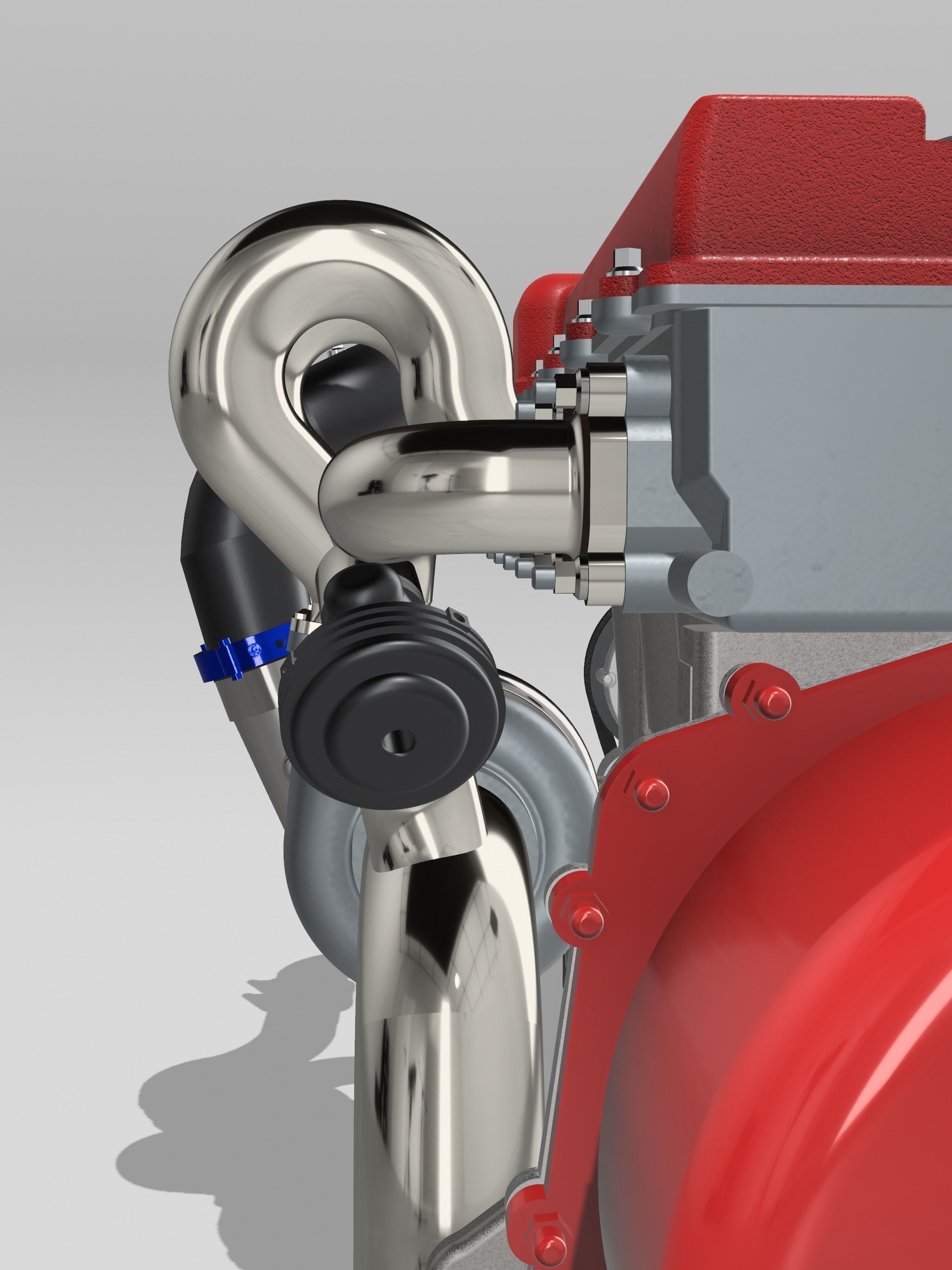 FJ20 FJ24 Turbo engine complete with gearbox N accessories 3D print model_15