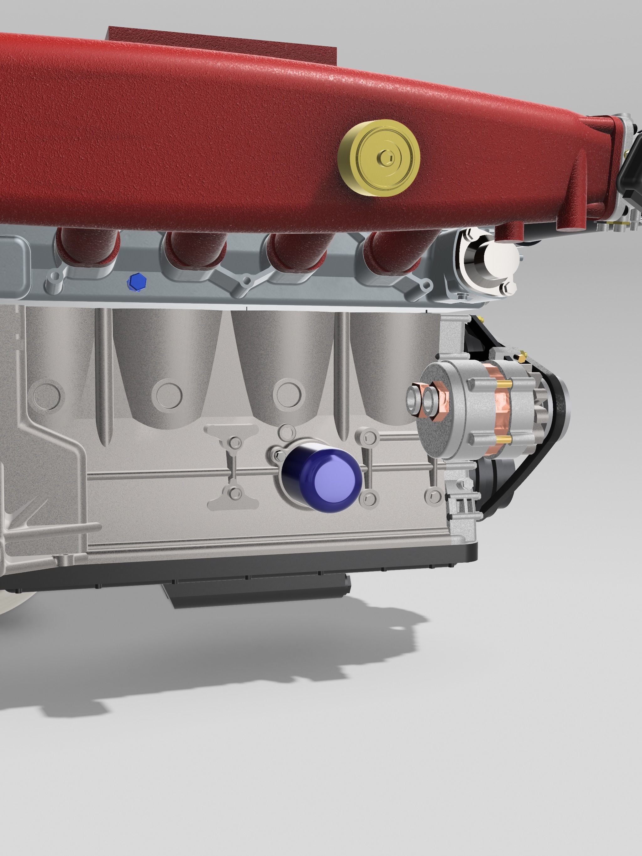 FJ20 FJ24 Turbo engine complete with gearbox N accessories 3D print model_8