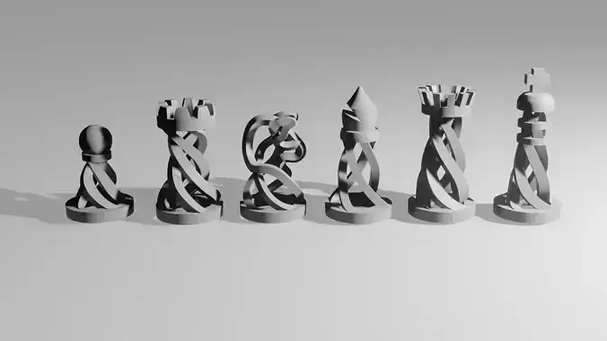 Modern 3d printable chess figures