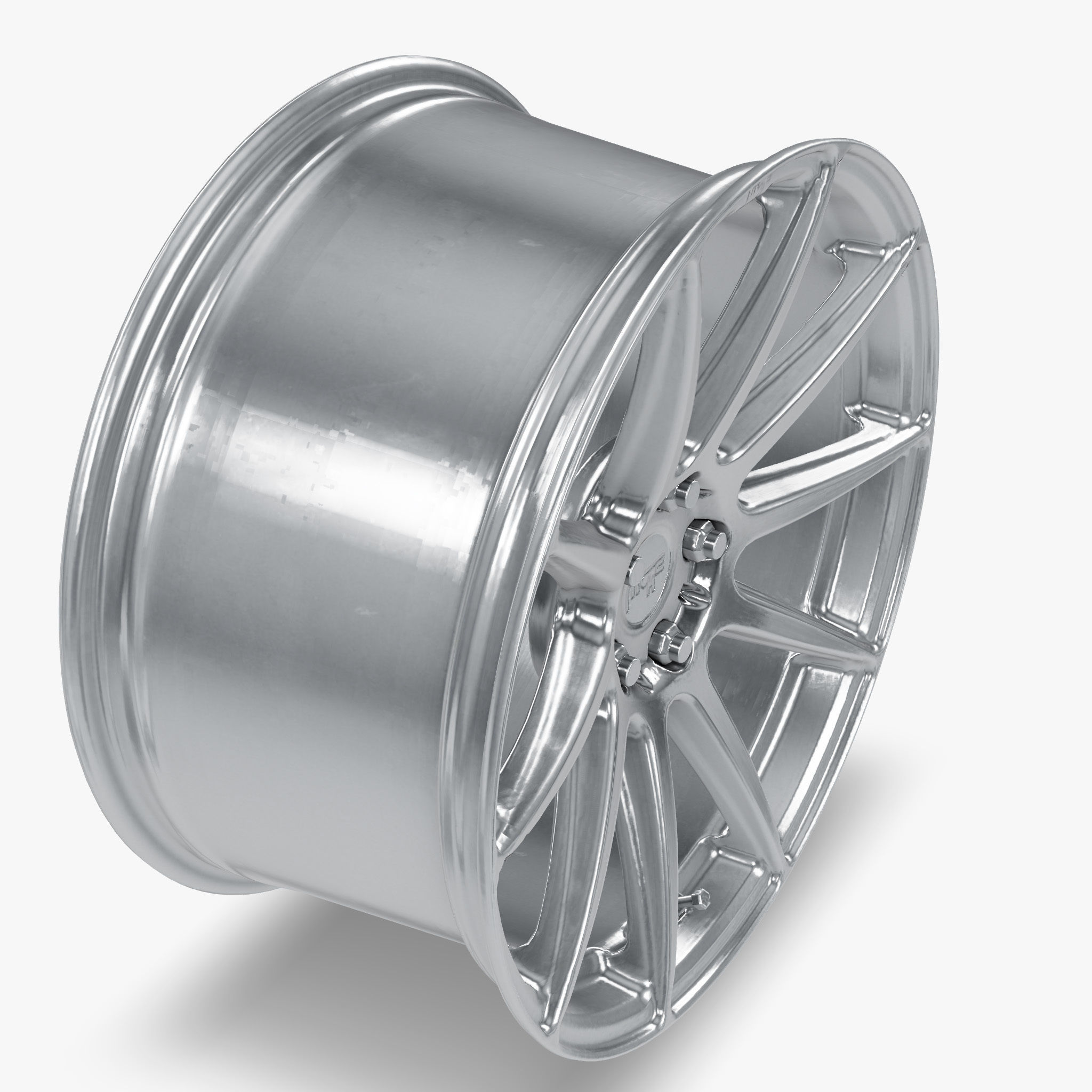 Niche Essen Wheel Silver With Machined Face Low-poly 3D model_8