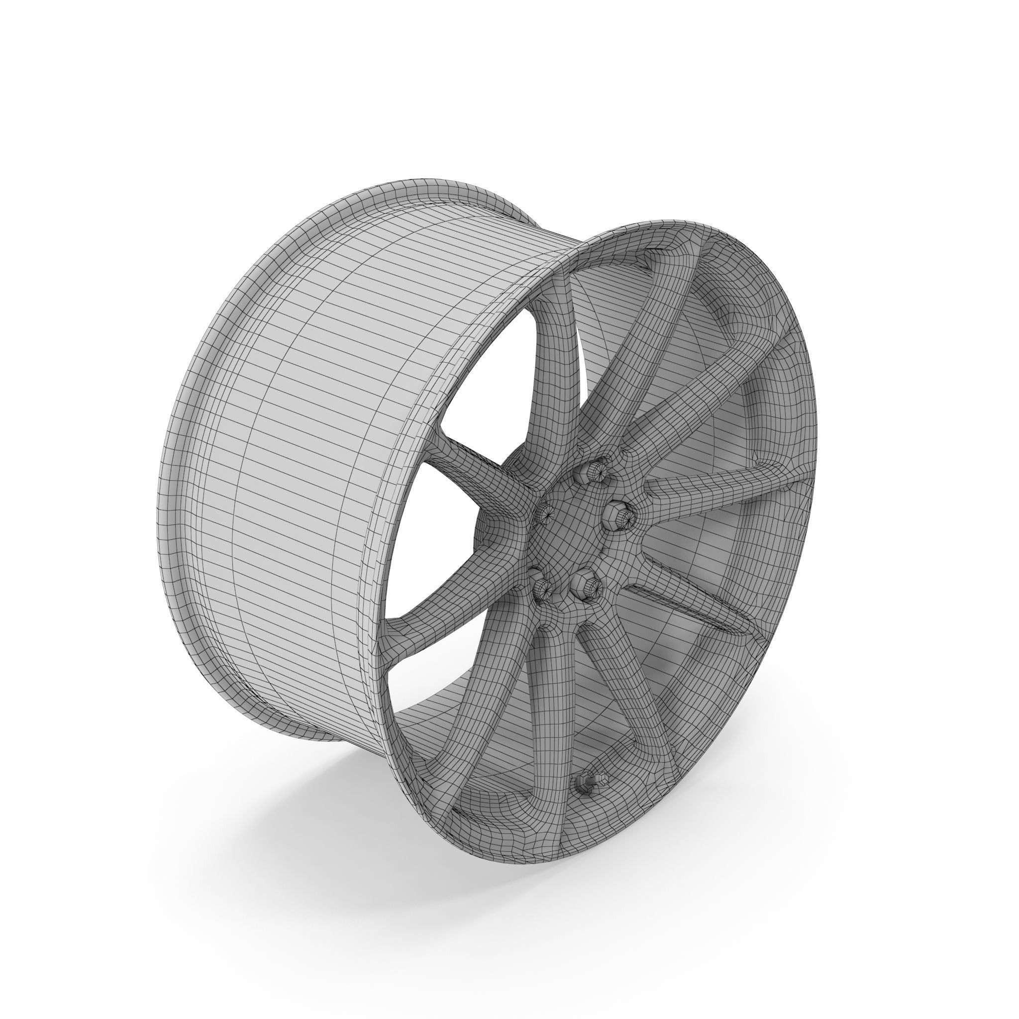 Niche Essen Wheel Silver With Machined Face Low-poly 3D model_4