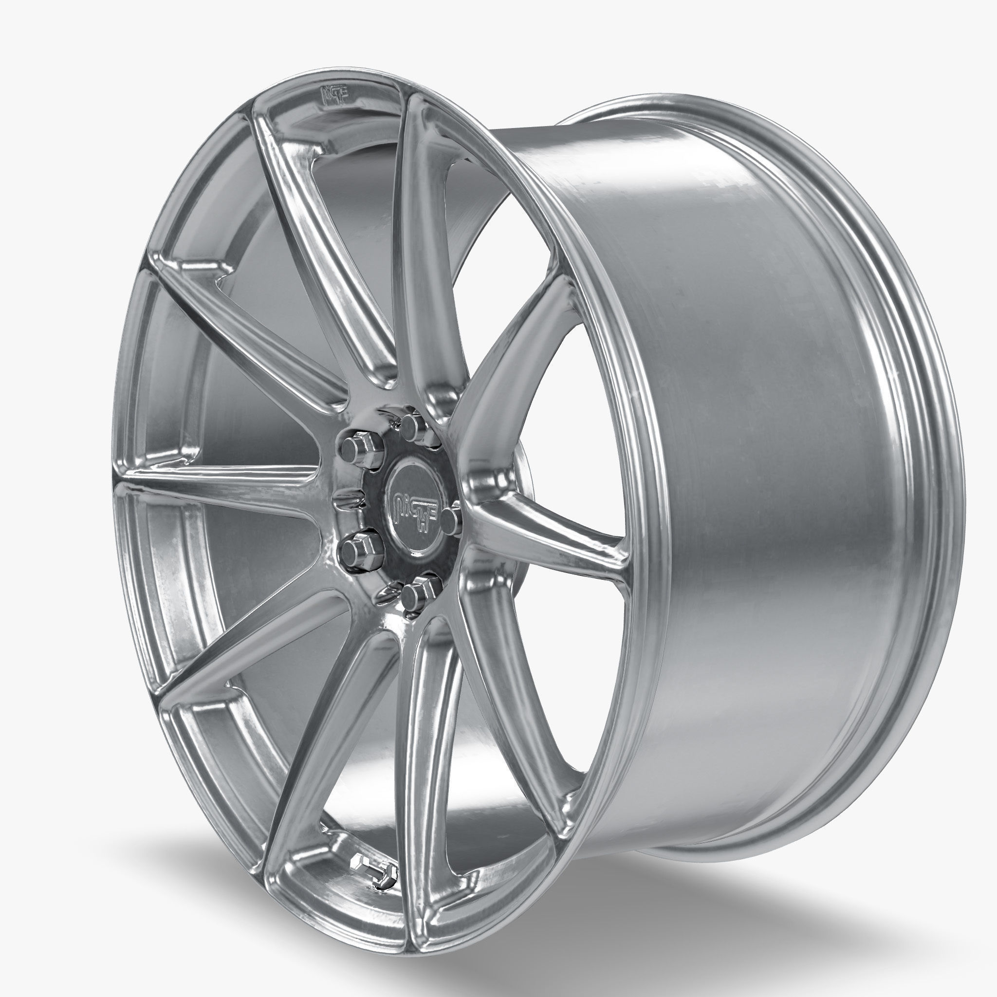 Niche Essen Wheel Silver With Machined Face Low-poly 3D model_15