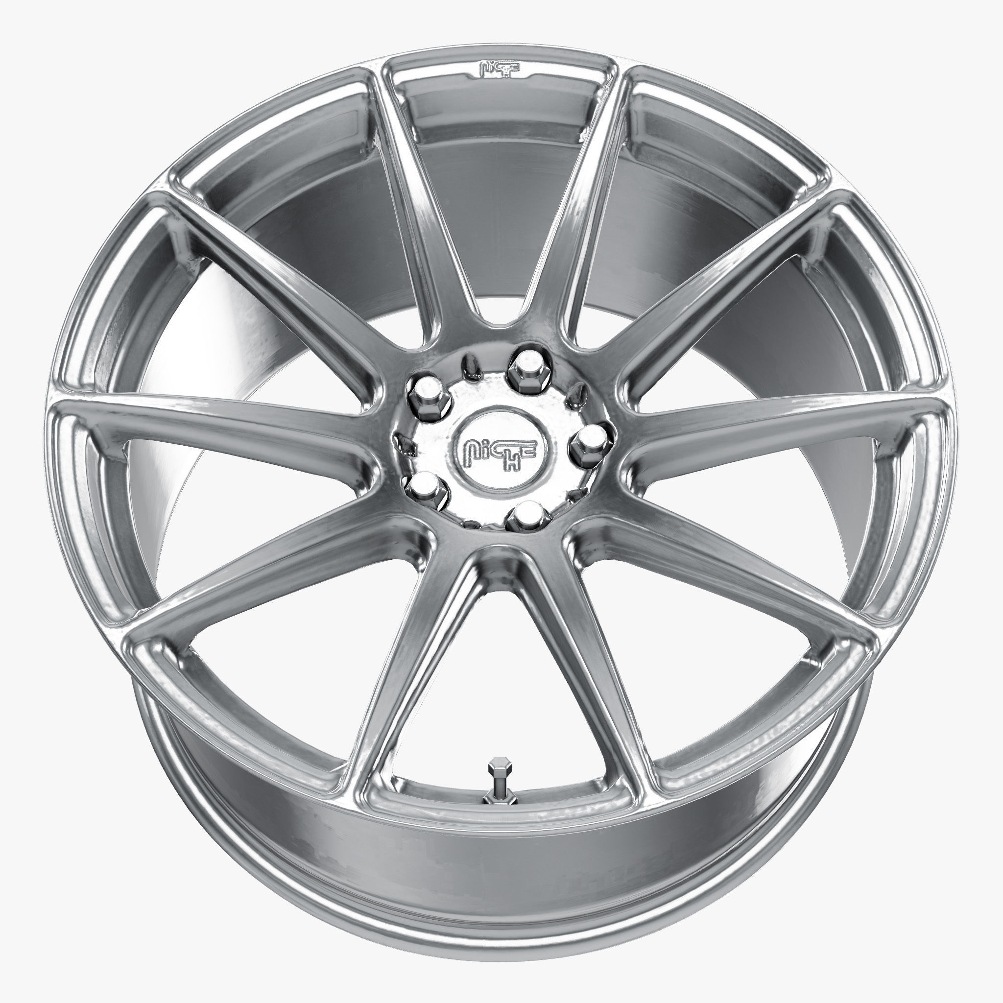 Niche Essen Wheel Silver With Machined Face Low-poly 3D model_16