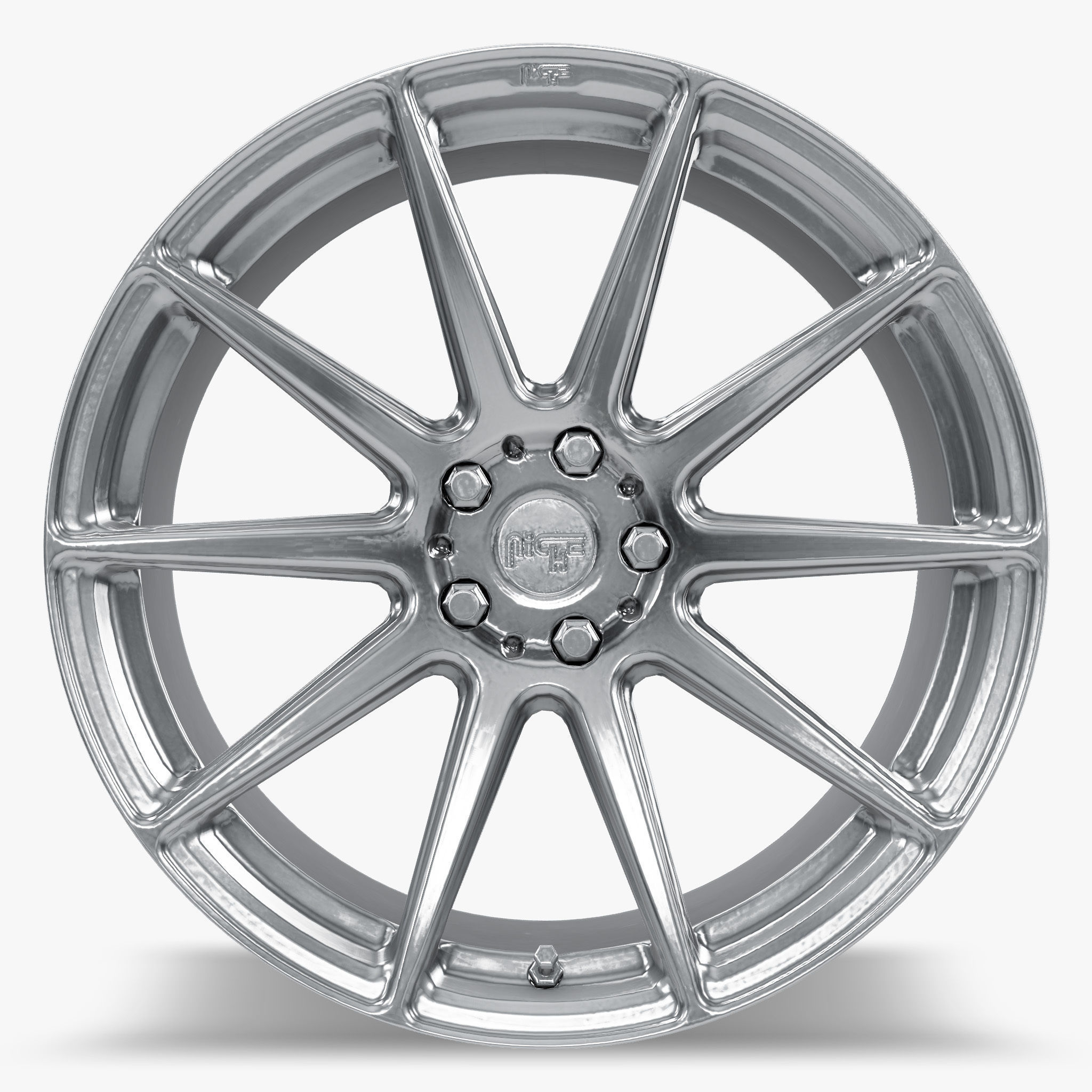 Niche Essen Wheel Silver With Machined Face Low-poly 3D model_10