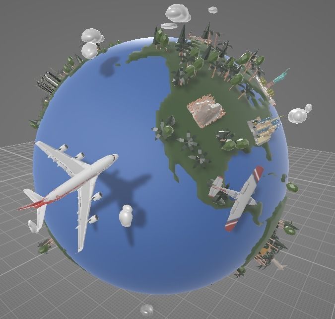 Low-poly Earth Globe with Monument buildings Low-poly 3D model_3