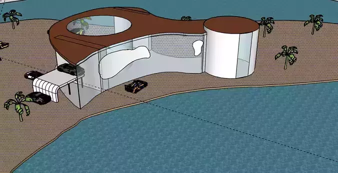 island with a manshion