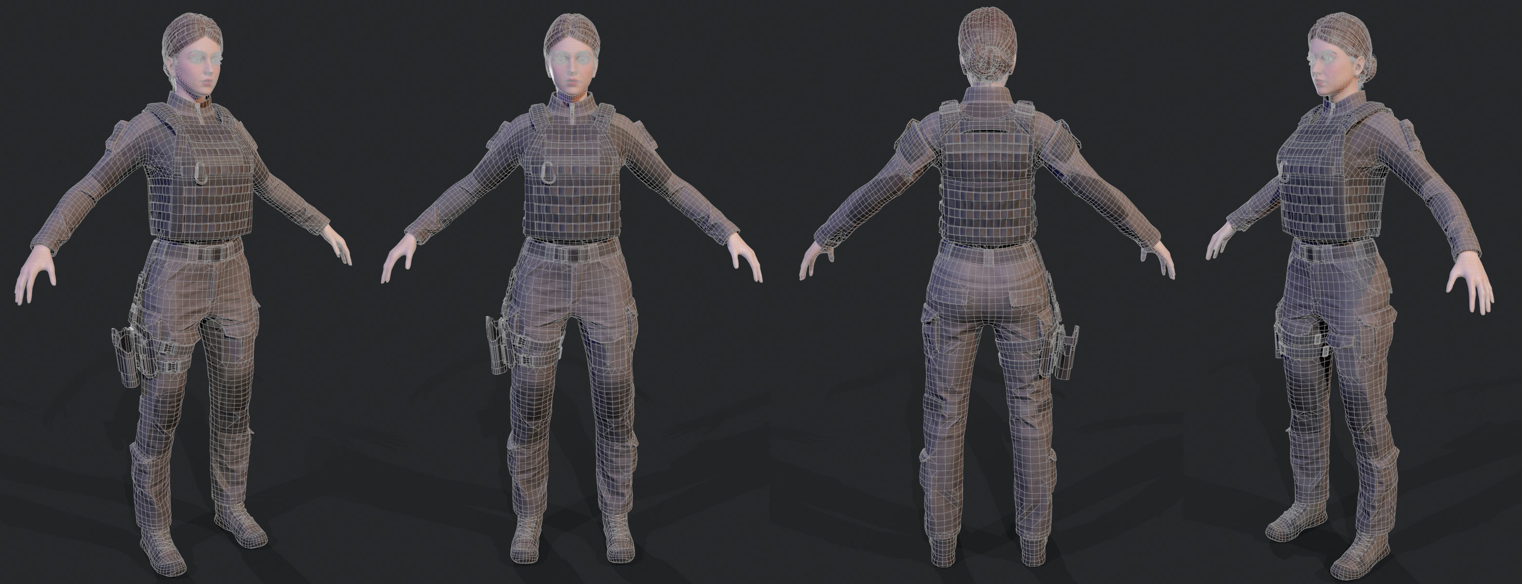 Female Soldier UE4 Low-poly 3D model_20