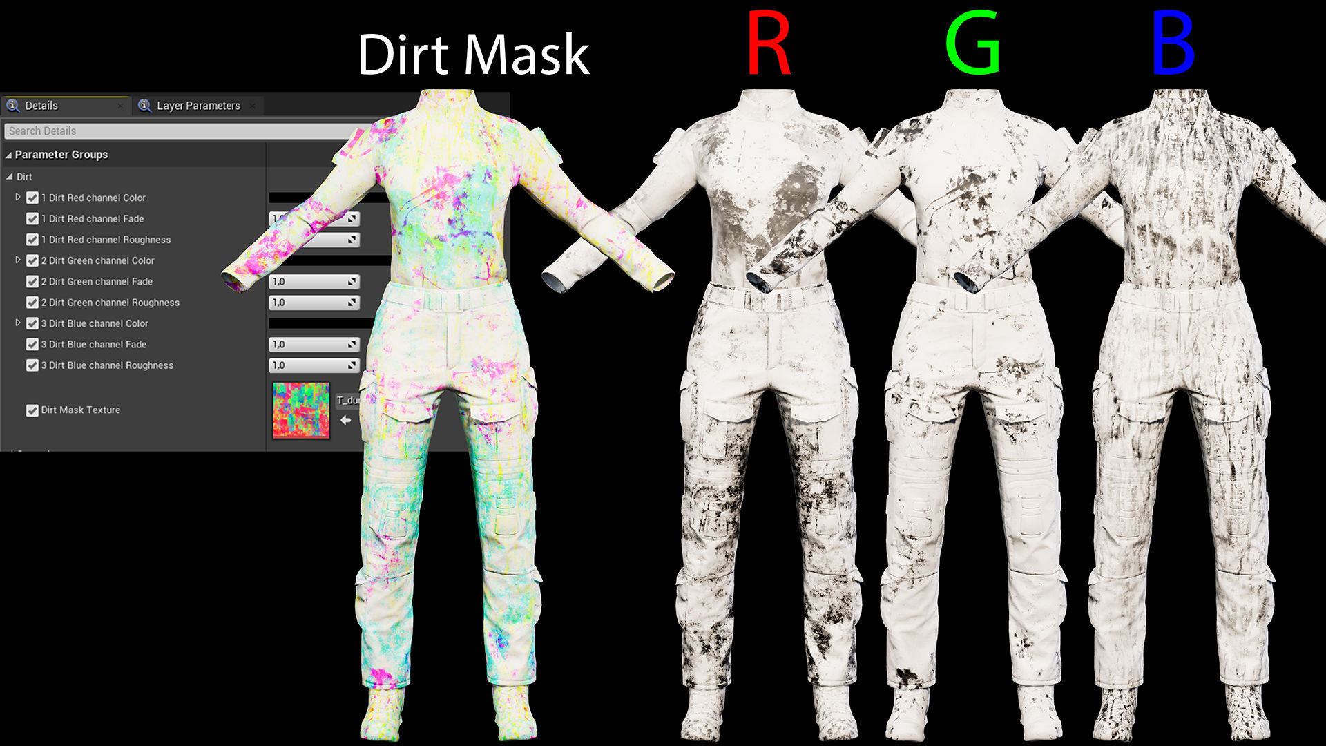 Female Soldier UE4 Low-poly 3D model_10