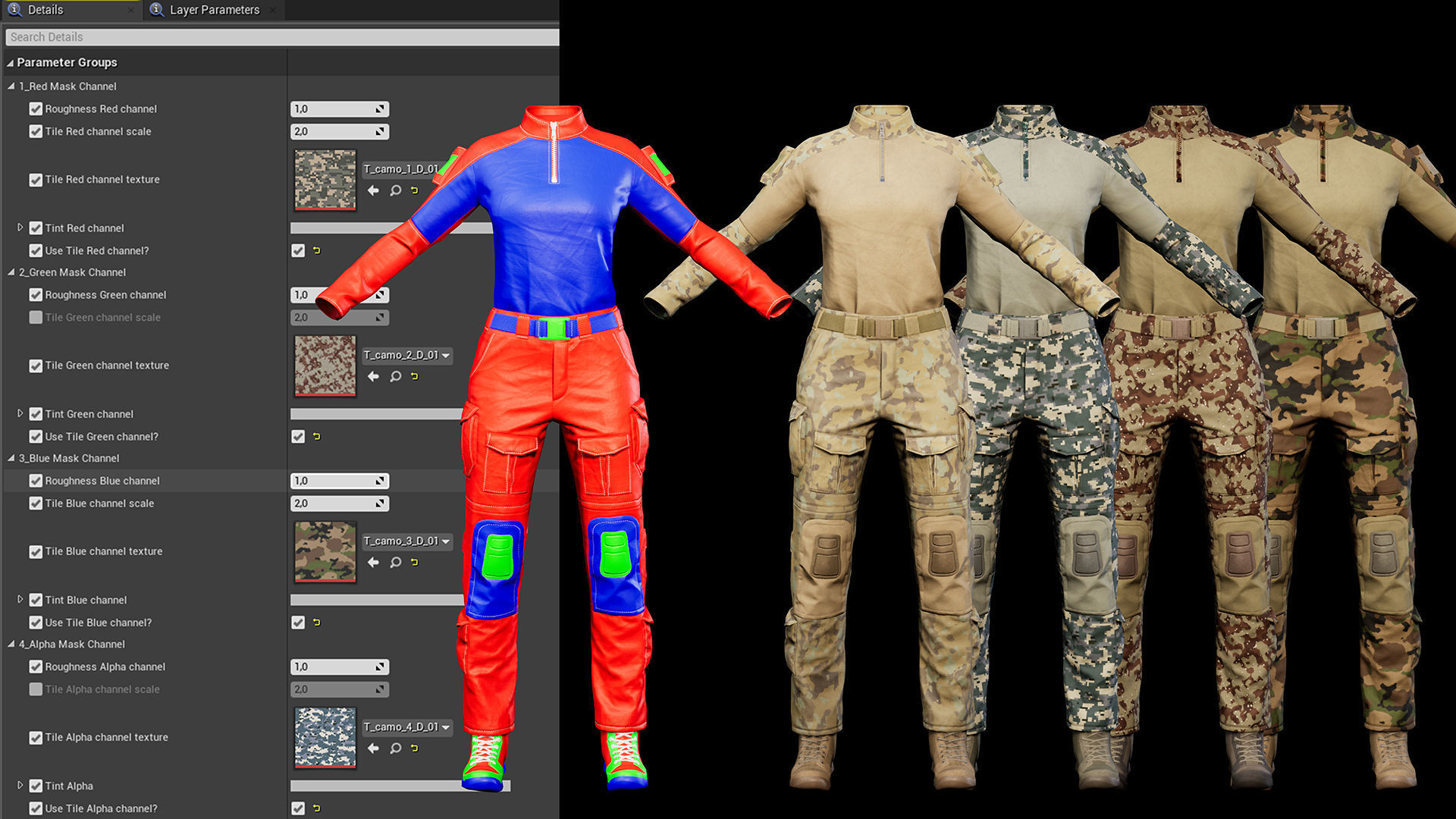 Female Soldier UE4 Low-poly 3D model_11