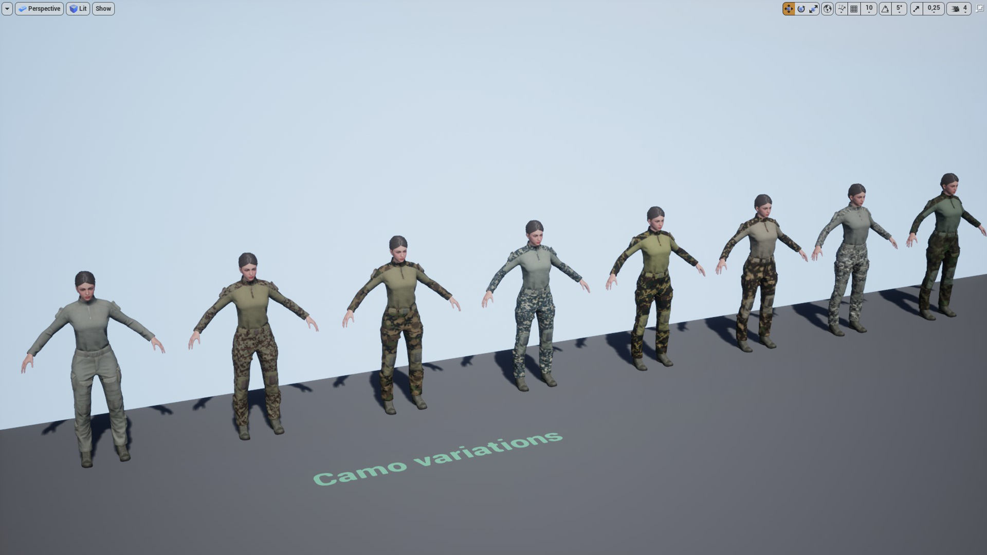 Female Soldier UE4 Low-poly 3D model_16